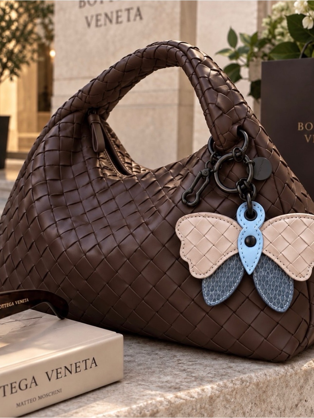 BOTTEGA VENETA Nappa Leather Butterfly Charm Keyring - Picture 4 of 4